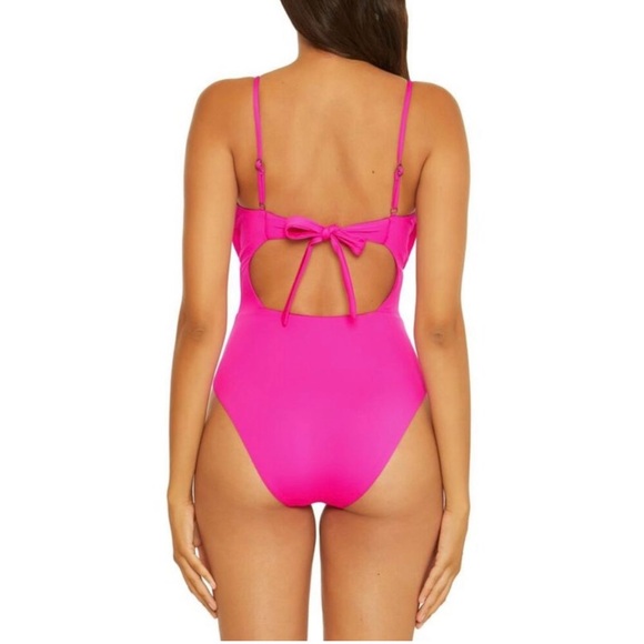 Becca by Rebecca Virtue Womens Santorini 1PC Pink One-Piece Swimsuit NWT - Picture 2 of 4